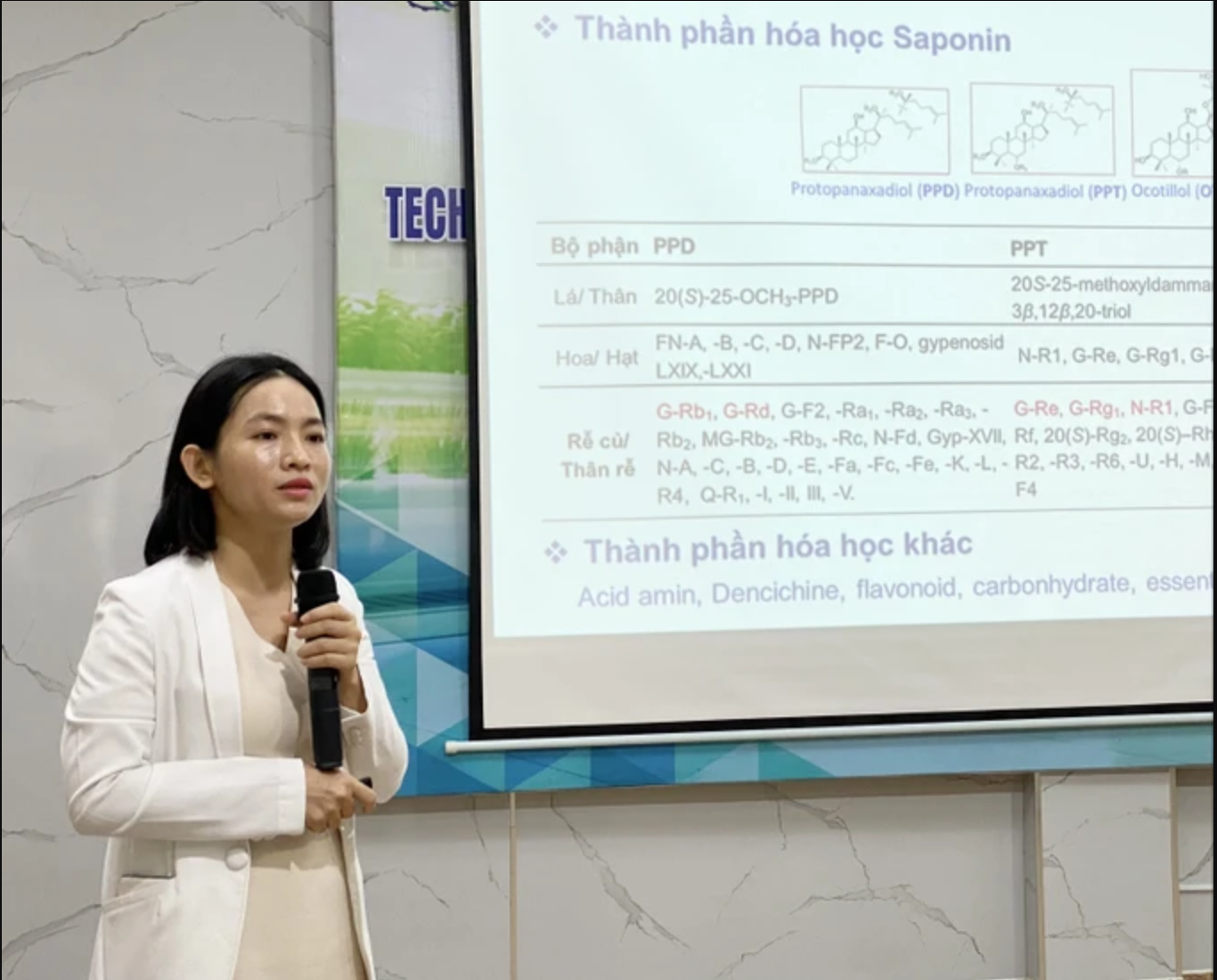 TS. Lê Thị Hồng Vân, trưởng nhóm nghiên cứu, chia sẻ tại sự kiện do Trung tâm Thông tin và Thống kê Khoa học và Công nghệ (CESTI) tổ chức. Ảnh: SGGP