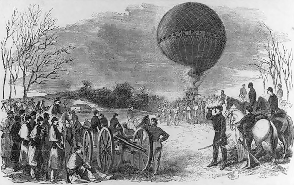 Khinh khí cầu trên chiến trường thời kỳ Nội chiến Mỹ. Ảnh: Thư viện Quốc hội Mỹ
