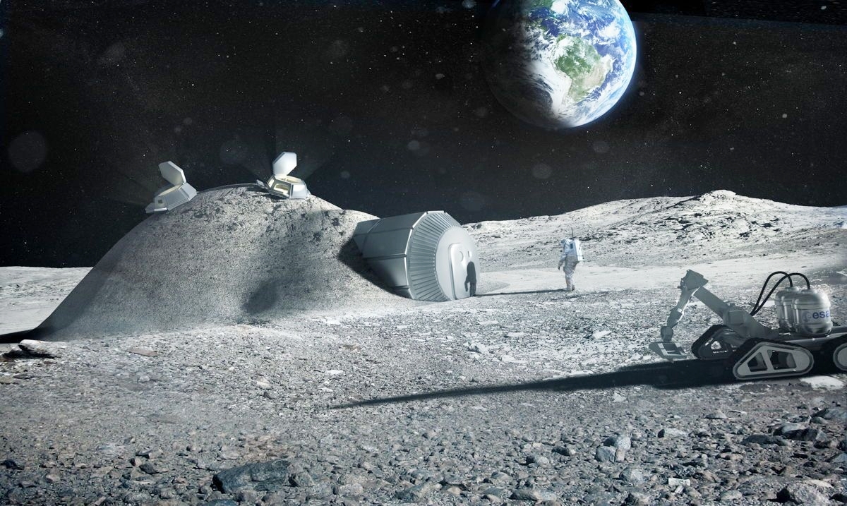 Mô phỏng một căn cứ trên Mặt trăng trong tương lai. Ảnh: ESA
