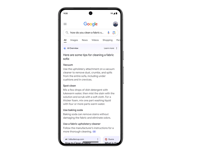 Tính năng AI overviews thử nghiệm tại Mỹ. Ảnh: Google
