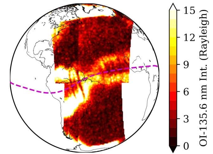 Các hạt tích điện trong tầng điện ly tạo thành hình chữ X vào ngày 7/10/ 2019. Ảnh: NASA