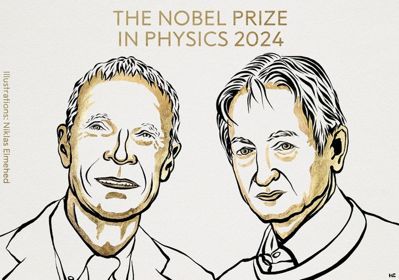 John Hopfield (trái) và Geoffrey Hinton là các nhà khoa học được trao giải Nobel Vật lý năm nay. Ảnh: AP