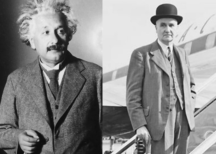 Albert Einstein (trái) và Frederick Lindemann (phải). Ảnh: Nature