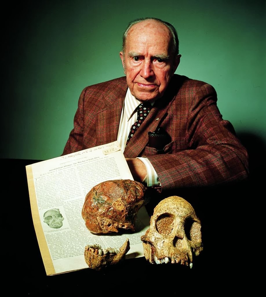 Raymond Arthur Dart (1893 - 1988) cùng với hộp sọ thuộc chi Australopithecus africanus còn được gọi là 'đứa trẻ Taung' và khi qua đời chỉ mới ba tuổi  được tìm thấy năm 1924. Ảnh: palaeoblog