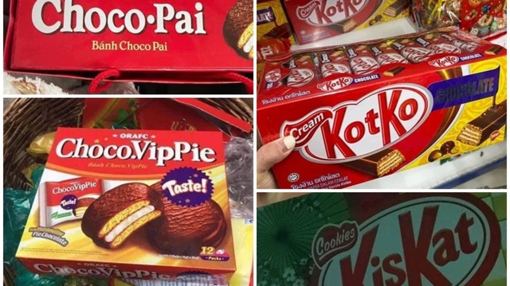 Các sản phẩm nổi tiếng cùng loại bị nhái thương hiệu như: bánh Choco Pai (nhái theo Choco Pie), kẹo KisKat (nhái theo KitKat)...