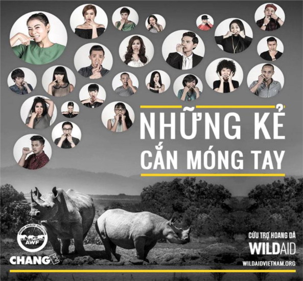 Những người nổi tiếng tham gia chiến dịch "Những kẻ cắn móng tay". Ảnh: WildAid Việt Nam