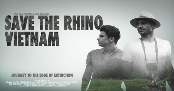 Hai diễn viên Hollywood tham gia vào chiến dịch "Save the Rhino Vietnam". Ảnh: Save the Rhino Vietnam
