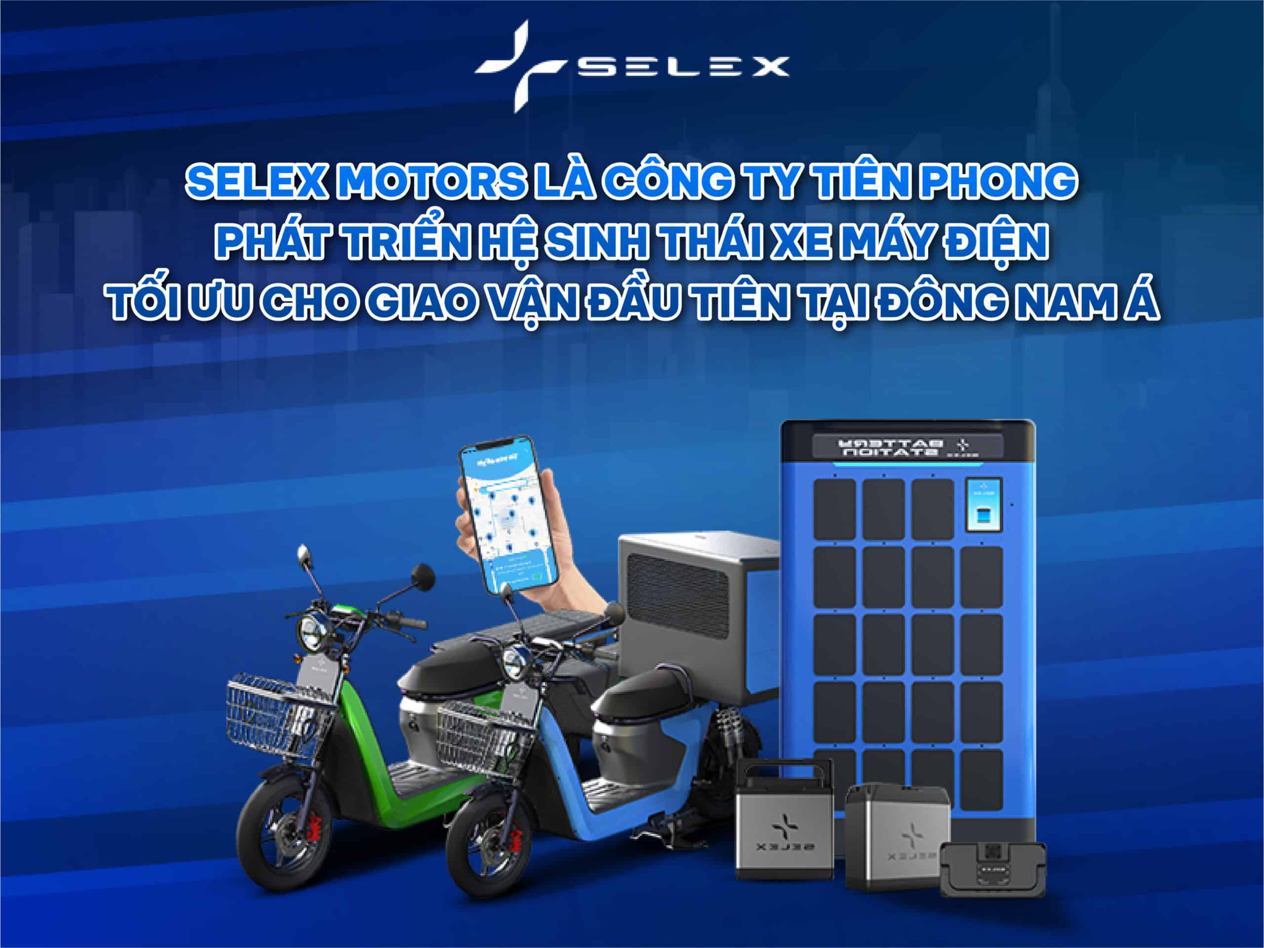Trạm đổi pin của Selex Motor - một startup về công nghệ khí hậu trong lĩnh vực Phương tiện giao thông tại Việt Nam. Ảnh: Selex