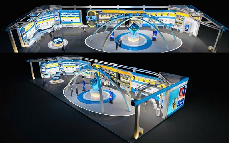 Phối cảnh khu triển lãm thành tựu KHCN, ĐSMT&CĐS do Bộ KH&CN chủ trì. 