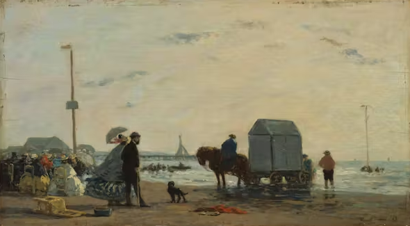 Bức tranh “Trên bãi biển Trouville” của họa sĩ người Pháp Eugène Boudin vào năm 1863.