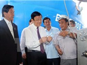 Chủ tịch nước dự lễ giao nhận công nghệ khai thác cá ngừ của Nhật tại Bình Định