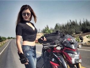 Nữ biker khoe thân hình nóng bỏng bên Suzuki GSX-S1000