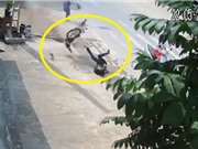 Clip: Tránh người đi bộ, nam thanh niên chạy xe máy lao đầu xuống đường