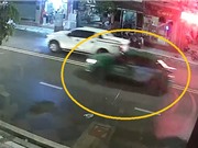 Clip: Va chạm với taxi Mai Linh, nam thanh niên ngã “sấp mặt”  