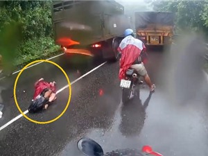 Clip: Xe tải vượt ẩu, gây tai nạn thảm khốc cho xe máy trên đèo Bảo Lộc