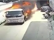 Clip: Người đàn ông liều mình lái xe tải bốc cháy ra khỏi khu dân cư
