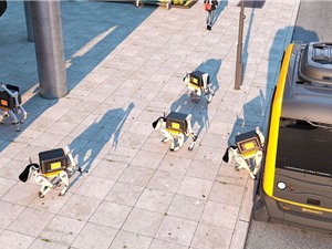 Chó robot giao đồ ăn trưa đến tận bàn Chó robot giao đồ ăn trưa đến tận bàn