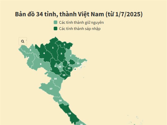 [Infographic] Việt Nam sau sáp nhập tỉnh, thành: Tỉnh nào rộng nhất, đông nhất, dân "giàu" nhất?