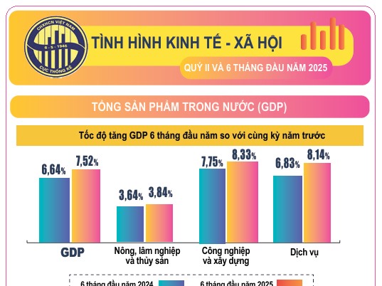 [Infographic] GDP sáu tháng đầu năm vẫn giữ đà tăng trưởng tích cực