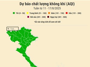 [Infographic] Dự báo chất lượng không khí trên cả nước - tuần từ 11/8 đến 17/8/2025