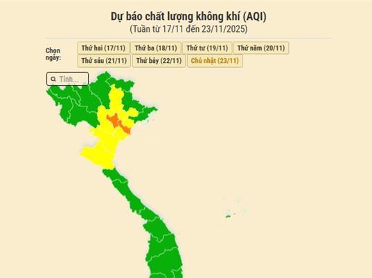 [Infographic] Dự báo chất lượng không khí trên cả nước - tuần từ 17/11 đến 23/11/2025
